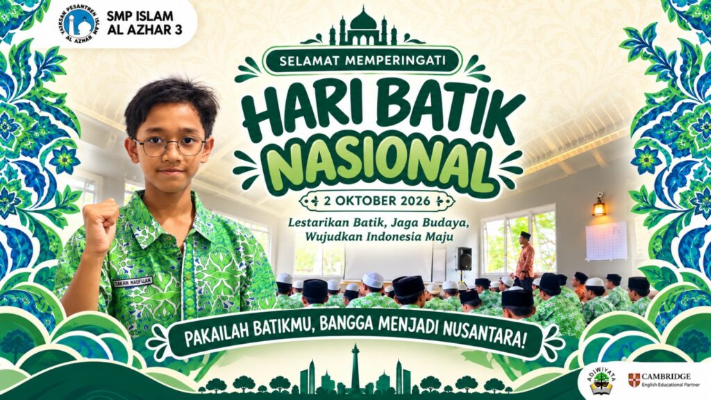 Hari Batik Nasional 2026 SMP Islam Al Azhar 3 Bintaro dengan murid mengenakan Batik